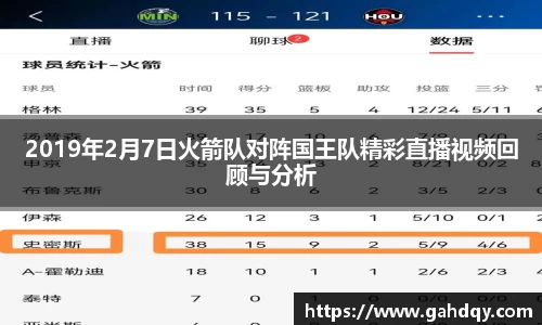 2019年2月7日火箭队对阵国王队精彩直播视频回顾与分析